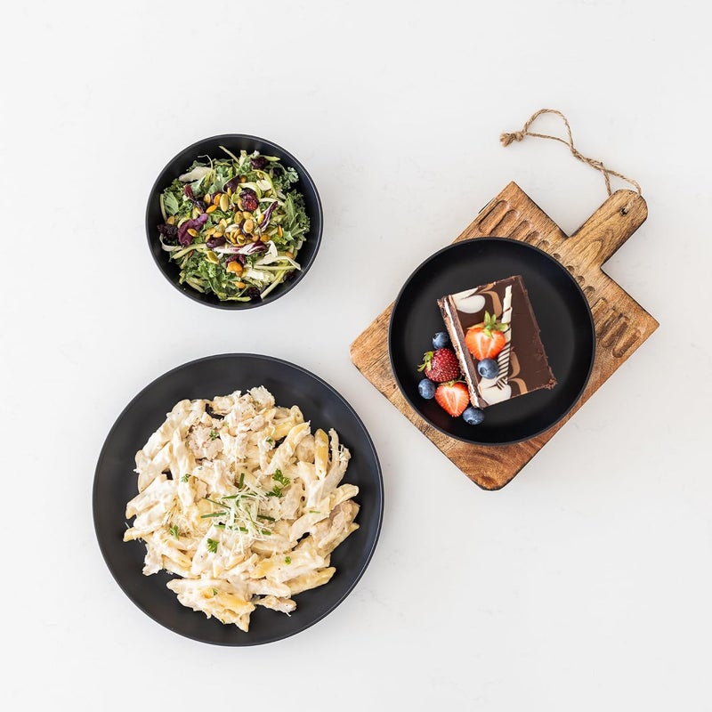 Grow Forward 24piece Premium Wheat Straw Dinnerware Sets for 8  Unbreakable Dishwasher  Microwave Safe Plastic Plates and Bowls Sets  Patio Outdoors RV Camping Dishes  Midnight - Image 5