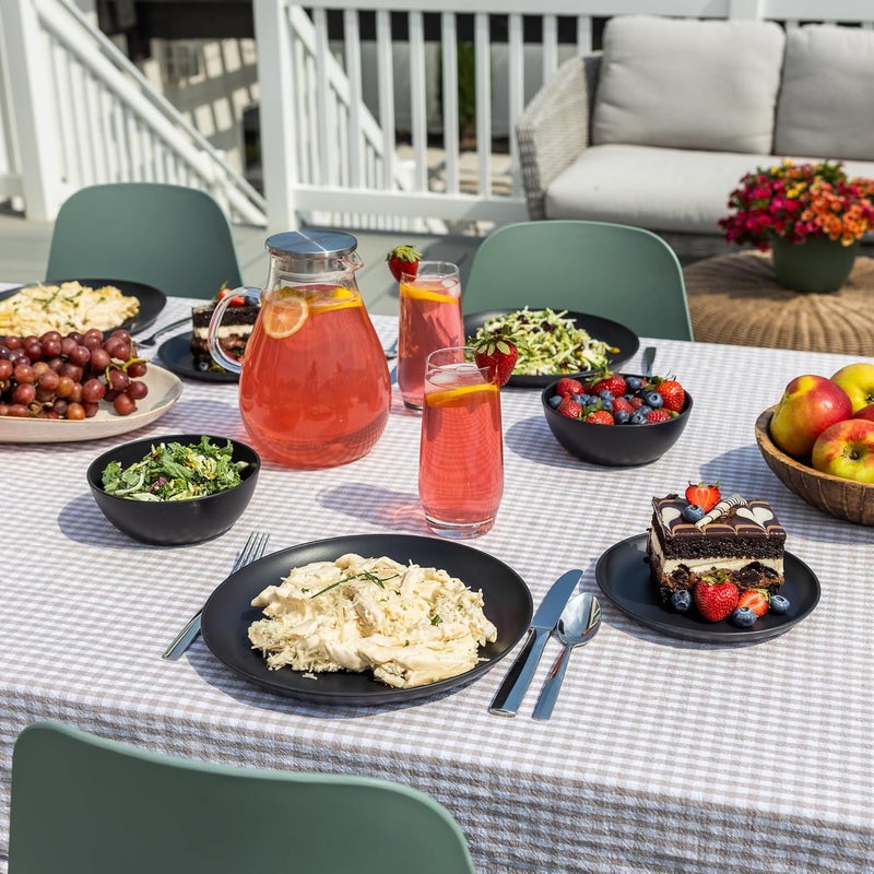 Grow Forward 24piece Premium Wheat Straw Dinnerware Sets for 8  Unbreakable Dishwasher  Microwave Safe Plastic Plates and Bowls Sets  Patio Outdoors RV Camping Dishes  Midnight - Image 2