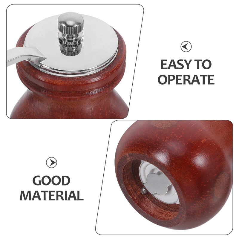 Manual Wooden Pepper Mill And Salt Grinder With Ceramic Core Redwood Kitchen Seasoning Bottle - Image 4