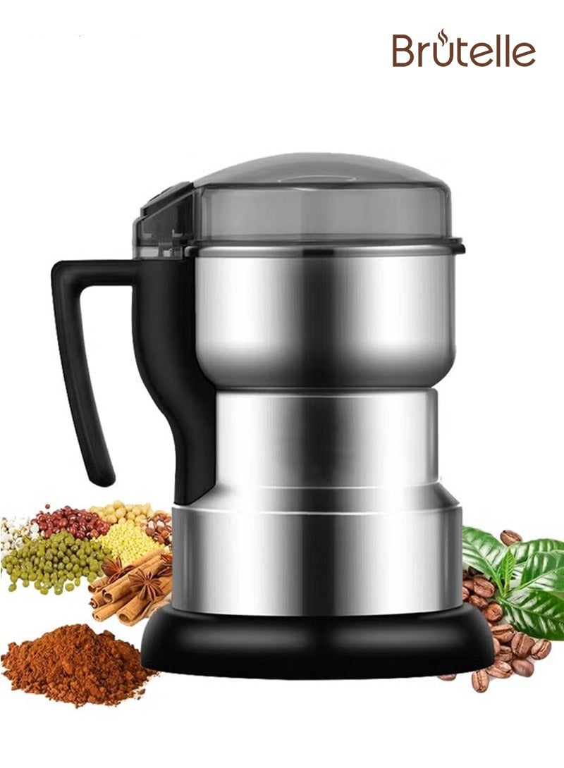 بريتيل مطاحن القهوة الكهربائية من بروتيل بقوة 300 وات، قوة عالية 30 ثانية، سرعة طحن، هيكل من الفولاذ المقاوم للصدأ للحبوب والمكسرات والفاصوليا والتوابل والحبوب آلة طحن للمطبخ والمنزل متعدد الوظائف - Image 1