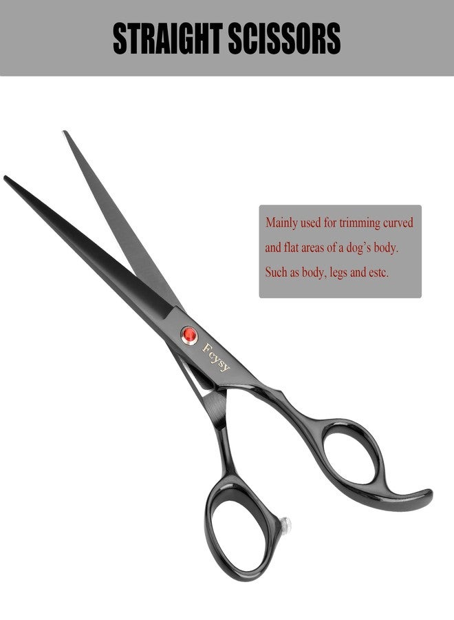 اف سي واي اس واي مجموعة مقصات للعناية بالكلاب، مجموعة مقصات احترافية لقص شعر الحيوانات الأليفة من Fcysy مع مقصات منحنية ومستقيمة لتخفيف الشعر - أدوات عناية من الفولاذ المقاوم للصدأ للكلاب والقطط في المنزل - Image 4
