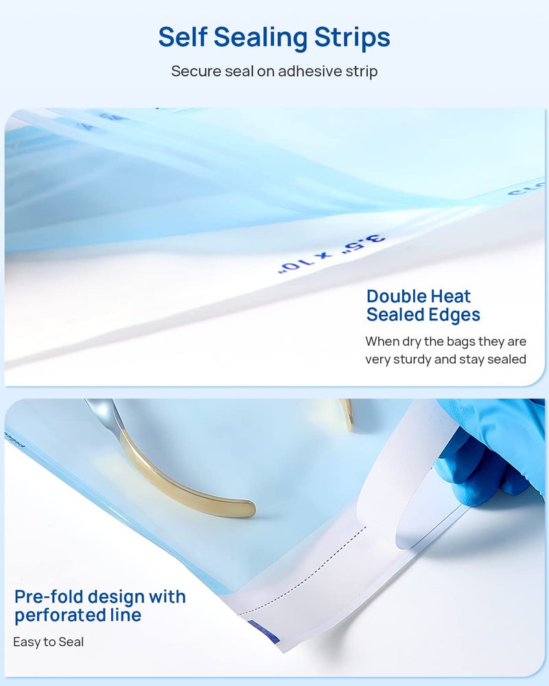 JMU 200 Self Sealing Sterilization Pouches, 2.25" x 5" Autoclave Sterilizer Bags - Image 2