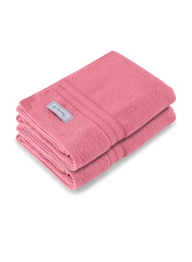 BYFT Home Trendy (Pink) Premium Cotton Bath Towel (70 X 140 Cm-Set Of 2) Highly Absorbent, High Quality Bath Linen With Striped Dobby 550 Gsm - Image 3