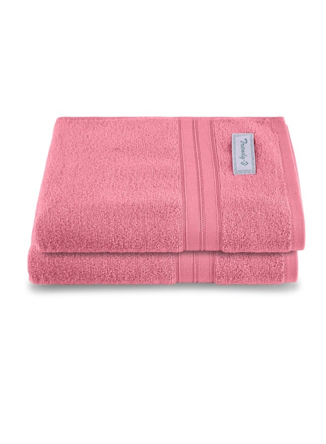 BYFT Home Trendy (Pink) Premium Cotton Bath Towel (70 X 140 Cm-Set Of 2) Highly Absorbent, High Quality Bath Linen With Striped Dobby 550 Gsm - Image 2
