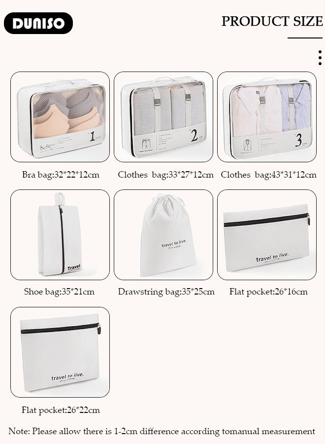 DUNISO 7 Piece Travel Organizer Bags for Luggage, Waterproof and Durable Travel Bags,  Packing Cubes for Travel,  Compression Cubes for Suitcases, Travel Bags  for Clothes, Toiletries, Clothing, Underwear  - Image 4