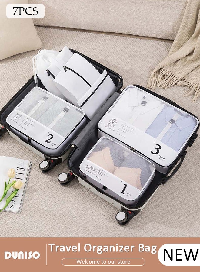 DUNISO 7 Piece Travel Organizer Bags for Luggage, Waterproof and Durable Travel Bags,  Packing Cubes for Travel,  Compression Cubes for Suitcases, Travel Bags  for Clothes, Toiletries, Clothing, Underwear  - Image 1