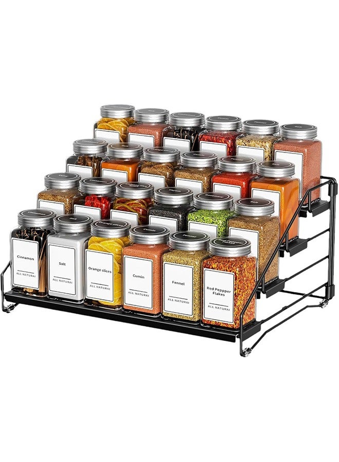 HOOPZOZA 4 Tier Iron Spice Rack and Organizer Depth Expandable Seasoning Spice Jar Organizer Space-Saving Spice Organizers Seasoning Storage Shelf for Kitchen Tiered Iron Spice Racks Free Standing for Cabinet Drawers and Countertop（Does Not include Spice Jars）  - Image 1