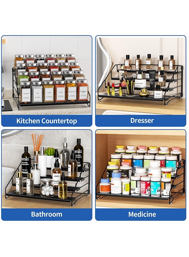 HOOPZOZA 4 Tier Iron Spice Rack and Organizer Depth Expandable Seasoning Spice Jar Organizer Space-Saving Spice Organizers Seasoning Storage Shelf for Kitchen Tiered Iron Spice Racks Free Standing for Cabinet Drawers and Countertop（Does Not include Spice Jars）  - Image 3