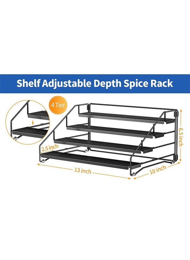 HOOPZOZA 4 Tier Iron Spice Rack and Organizer Depth Expandable Seasoning Spice Jar Organizer Space-Saving Spice Organizers Seasoning Storage Shelf for Kitchen Tiered Iron Spice Racks Free Standing for Cabinet Drawers and Countertop（Does Not include Spice Jars）  - Image 4