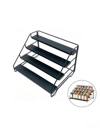 4 Tier Iron Spice Rack and Organizer Depth Expandable Seasoning Spice Jar Organizer Space-Saving Spice Organizers Seasoning Storage Shelf for Kitchen Tiered Iron Spice Racks Free Standing for Cabinet Drawers and Countertop（Does Not include Spice Jars） - view 5