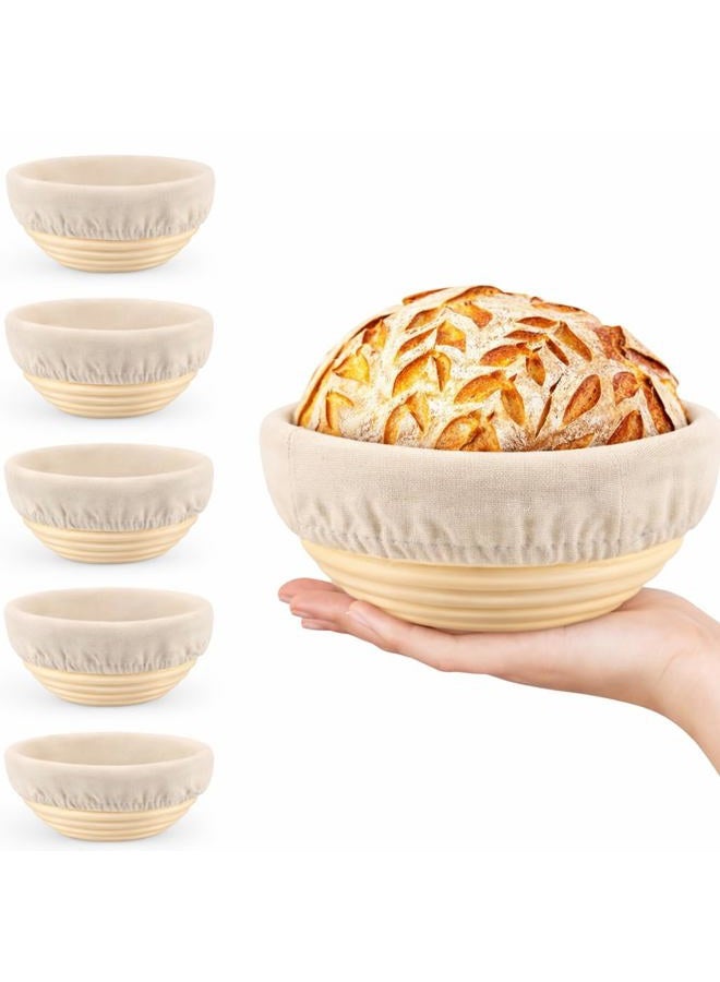 REMEIT 6 Pack 5 Inch Mini Banneton Bread Proofing Basket, REMEIT Sourdough Bread Baking Supplies, Small Banneton Basket Proofing Baskets for Sourdough Bread Baking - Image 1