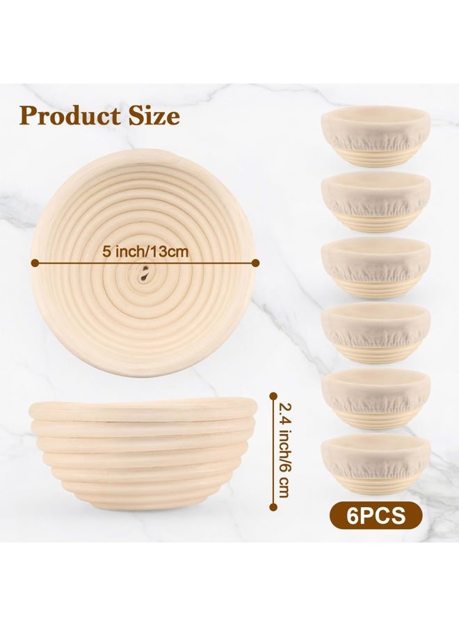 REMEIT 6 Pack 5 Inch Mini Banneton Bread Proofing Basket, REMEIT Sourdough Bread Baking Supplies, Small Banneton Basket Proofing Baskets for Sourdough Bread Baking - Image 4