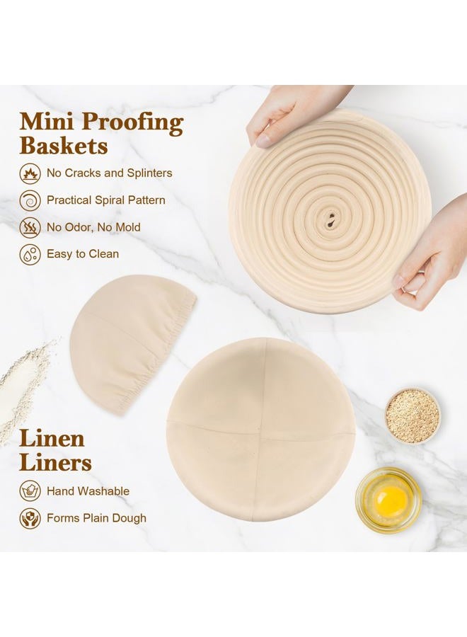 REMEIT 6 Pack 5 Inch Mini Banneton Bread Proofing Basket, REMEIT Sourdough Bread Baking Supplies, Small Banneton Basket Proofing Baskets for Sourdough Bread Baking - Image 5