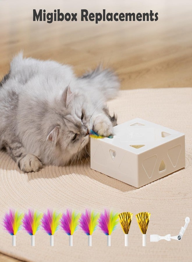 Migipaws Upgrade Rainbow Feather Replacement for Automatic MigiBox Cat Toy, 6pcs Rainbow Feather + 2pcs Free Mylar Refills - Image 2