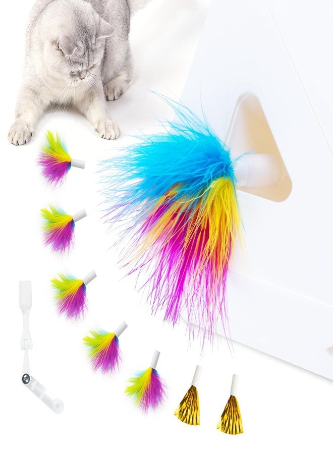 Migipaws Upgrade Rainbow Feather Replacement for Automatic MigiBox Cat Toy, 6pcs Rainbow Feather + 2pcs Free Mylar Refills - Image 1