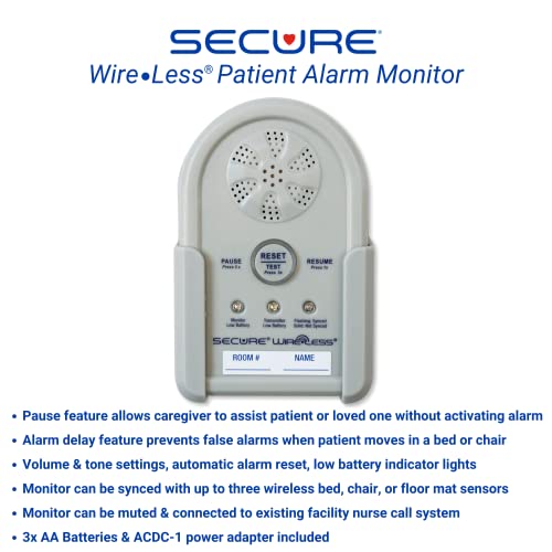 Secure Safety Solutions Secure Bed Alarm for Elderly Adults, Dementia Patients, Seniors - 12" x 30" Wireless Bed Sensor Pad, Alarm Monitor Pager, Power Adapter - Fall & Wandering Prevention Caregiver Alert System - Image 3