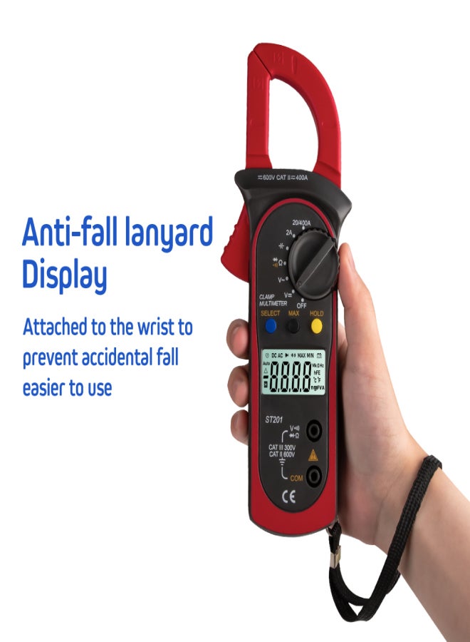 ANENG ST201 Digital Clamp Multimeter 4000 Counts Clamp Ammeters Transistor Capacitor Tester Power Test Automotive AC / DC Voltage Current Tester - Image 3