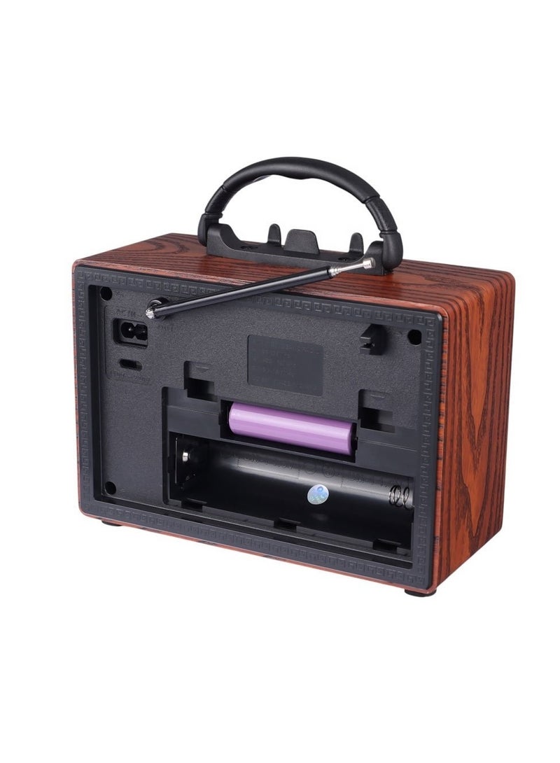 M-1933BT Bluetooth Radio with FM/AM/SW Bands, Rechargeable Battery, AUX/TF Port-BROWN - Image 4