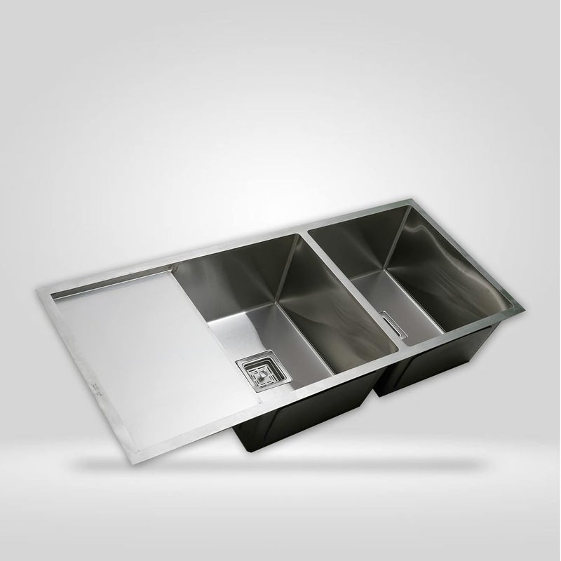 BLACKADO PREMIUM SINKS BLACKADO PREMIUM SINKS 304 GRADE STAINLESS STEEL HANDMADE KITCHEN SINKS 45 20 10 INCH DOUBLE BOWL DRAINBOARD - Image 2
