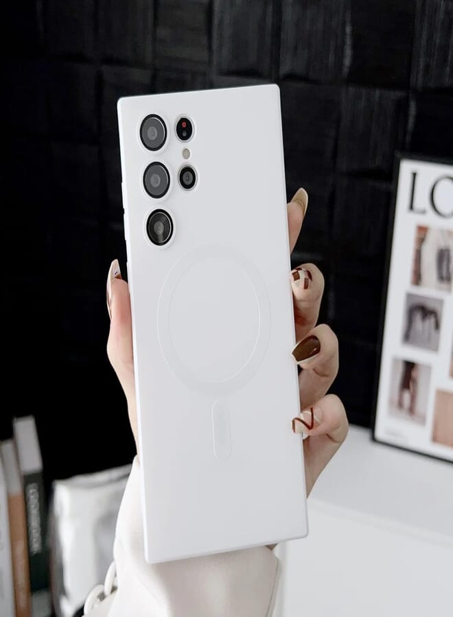 Next Next store Magnetic Case Compatible with Galaxy S23 Ultra [Compatible with Magsafe Charger] Anti-Scratch Shockproof Full Camera Protection Case Cover for Samsung Galaxy S23 Ultra 6.8" (White)