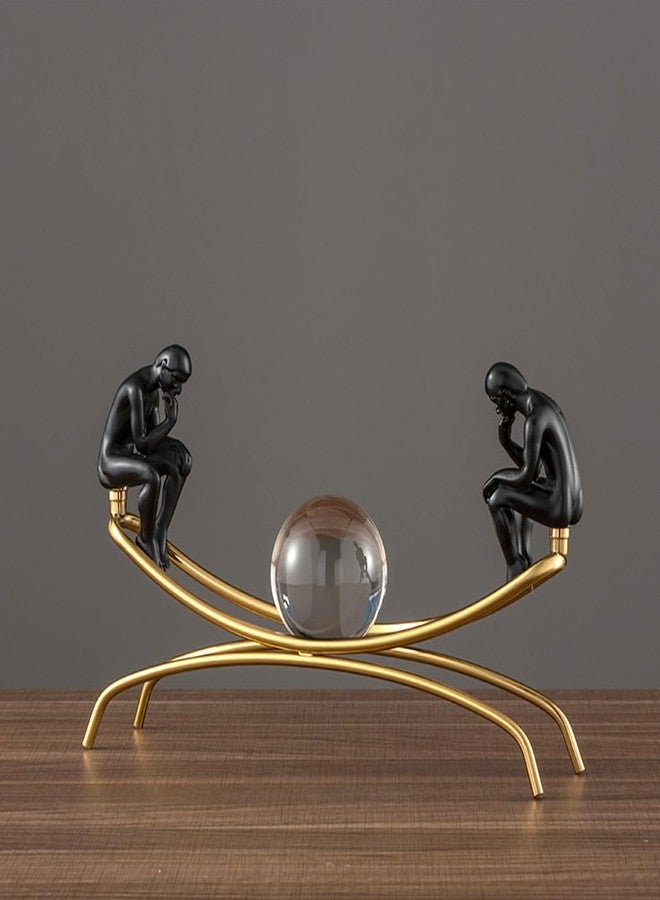 FUNSXBUG The Thinker Statue Thinking Man Statues with Crystal Ball Sculptures Collectible Figurine Home Decor Living Room Decoration Items Black - Image 5