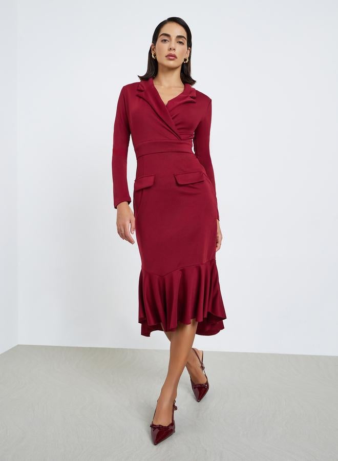 ستايلي فستان بليزر ميدي بحافة حورية البحر - Image 3