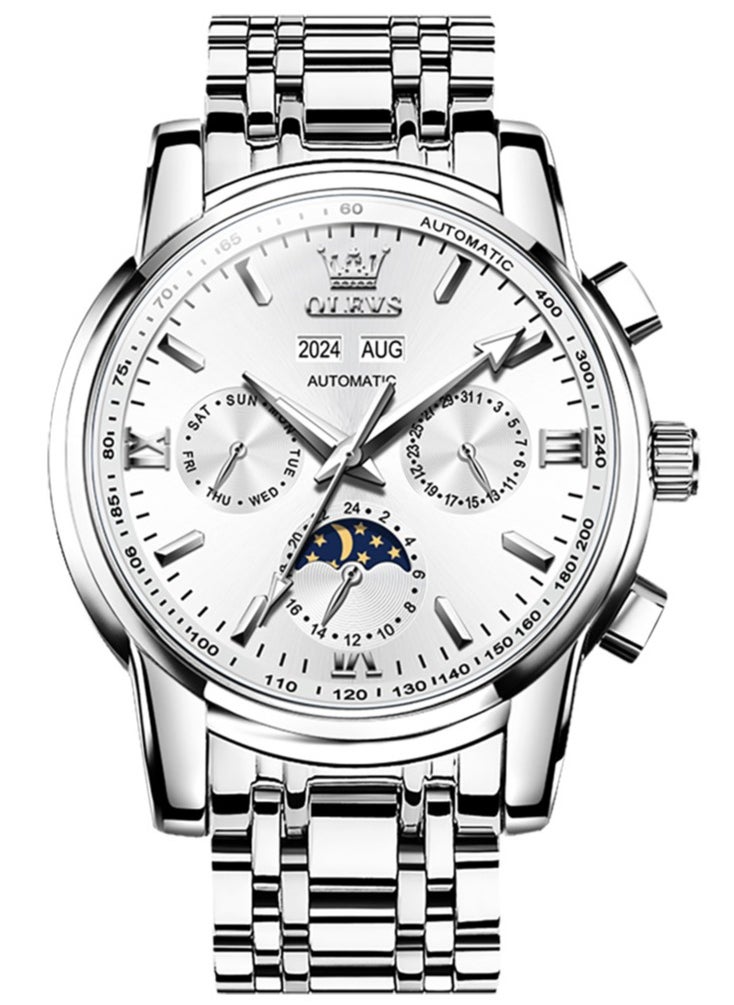 OLEVS OLEVS Men's Watches Automatic Mechanical Luxury Dress Wristwatch with Moon Phase Day Date Year Waterproof Luminous Two Color Watch  - Image 1