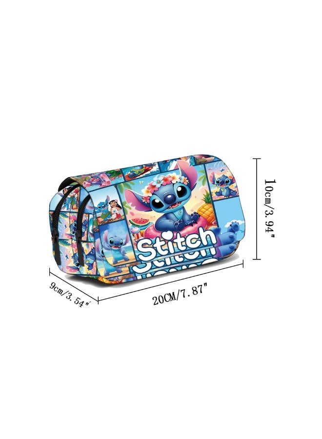 ستيتش غرزة طبقة مزدوجة الوجه مقلمة ، طالب حقيبة أدوات مكتبية ، متعددة الوظائف الأطفال مقلمة ، لطيف اللوازم المدرسية - Image 4