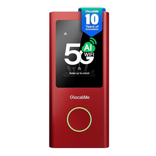 GlocalMe Red Numen Air 5G Mobile Hotspot, Portable WiFi Hotspot for Travel in 200+ Countries, Ultra High Speed WiFi Device with Speed Up to 2.5Gbps, No SIM Card Required, 16 Connected Devices - Image 1