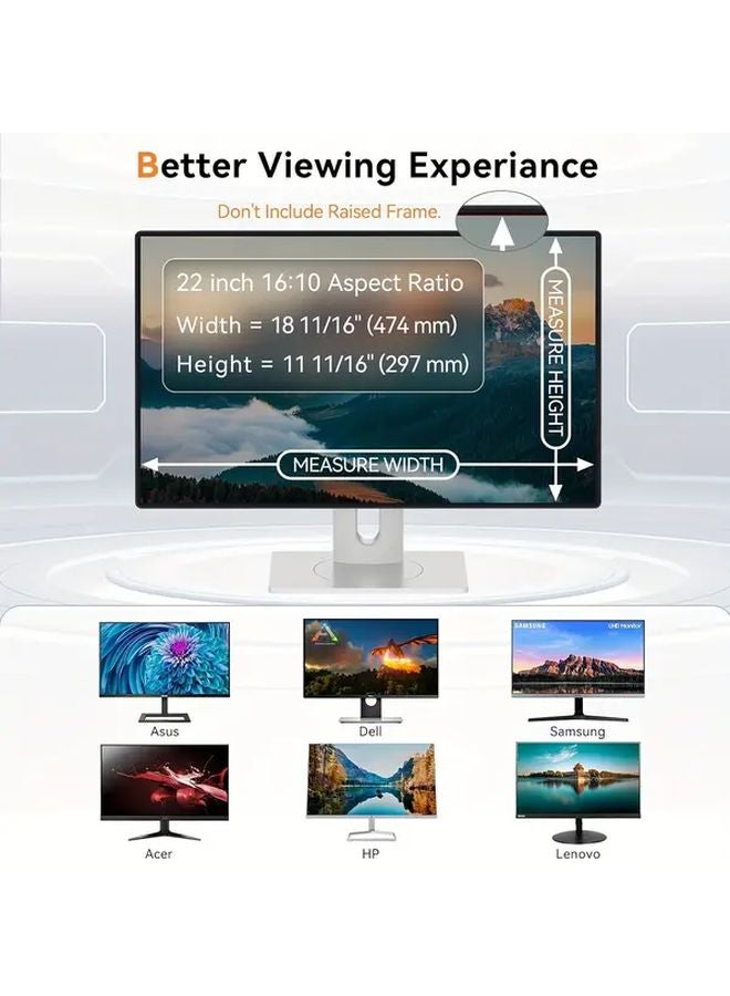 22in 16 10 Privacy Screen Protector Anti Glare Blue Light Filter Removable Anti Scratch Film - Image 3