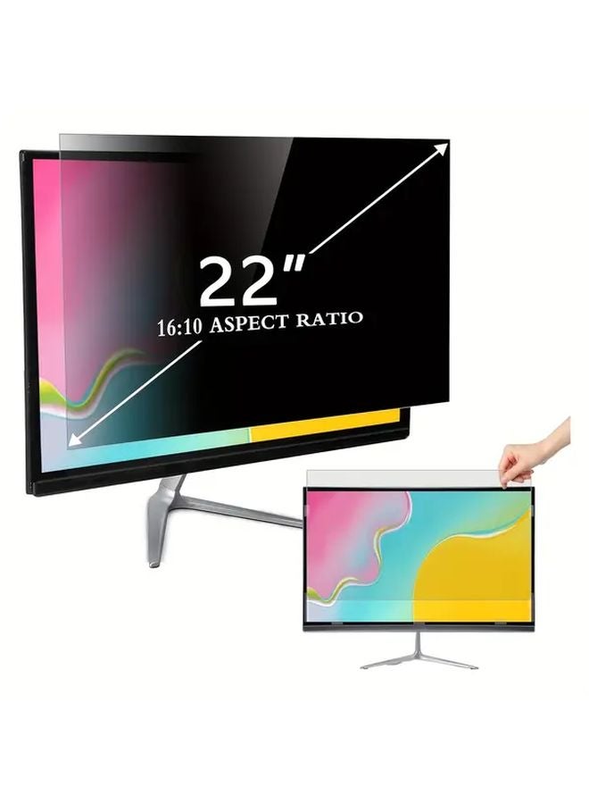 22in 16 10 Privacy Screen Protector Anti Glare Blue Light Filter Removable Anti Scratch Film - Image 1