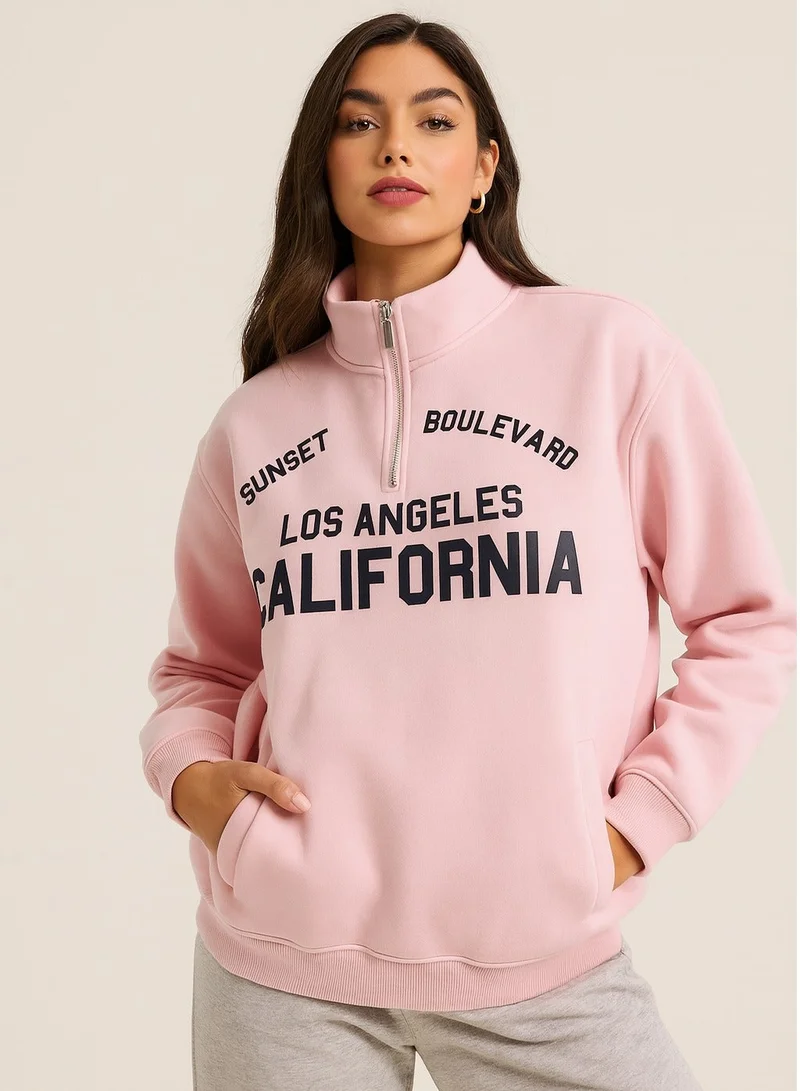 Victor And Jane  “Los Angeles California” Half-Zip Pullover – 100% Cotton Fleece Sweatshirt | 280 GSM for Women | Best Price UAE