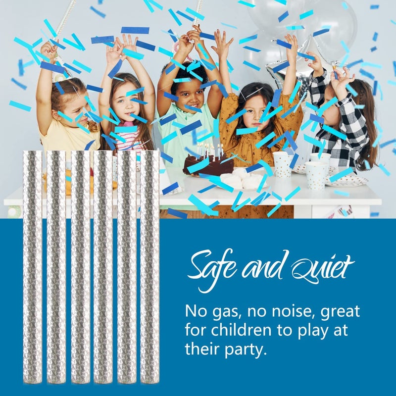 BATTIFE It's a Boy, 6Pack Gender Reveal Confetti Wands, Tissue Paper Confetti Flick Flutter Sticks for Baby Boy Born Shower Party Decorations Supplies, Shoot Poppers, 14inch Blue - Image 3