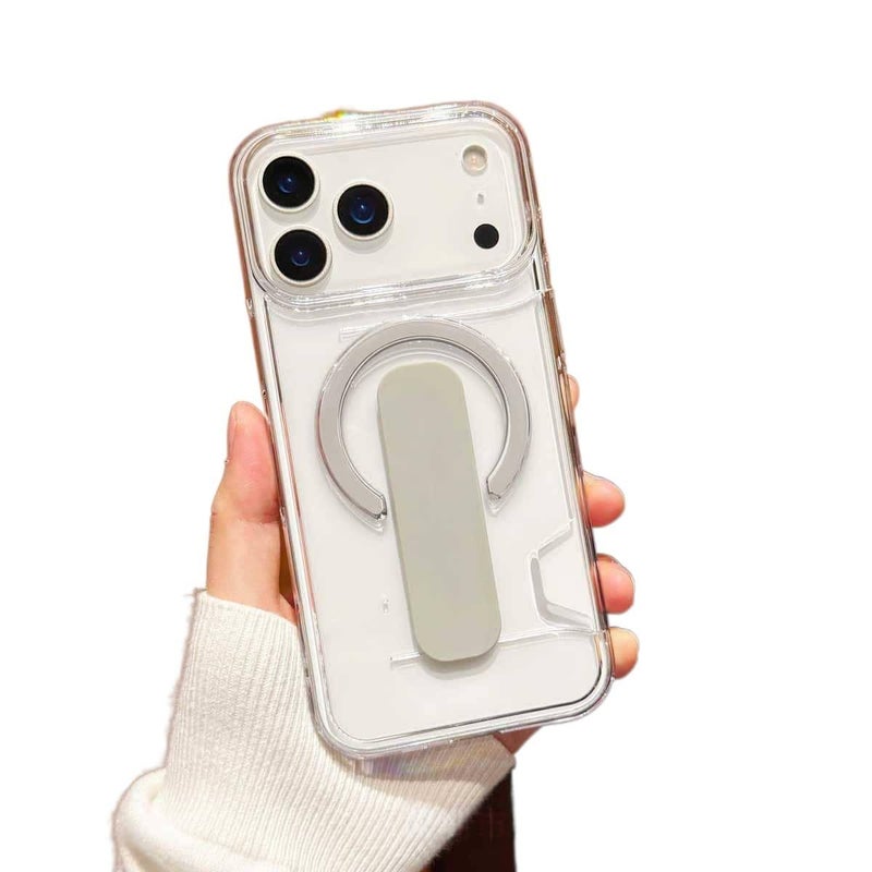 غطاء MagSafe بPC لـ iPhone 14 / 14 Plus / 14 Pro / 14 Pro Max مع حامل بطاقات وحماية من السقوط مع مقاوم للصدمات مع حامل قابل للطي مع مغناطيس قوي باللون رمادي تيتانيوم مغناطيسي بوظي. - Image 1