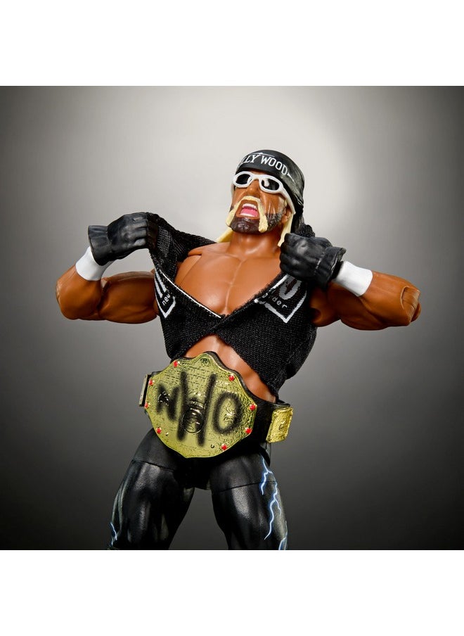 ماتيل جيمز - مجموعة مجسمات وإكسسوارات Mattel WWE Ultimate Edition، مجسم "هوليوود" هالك هوجان مقاس 6 بوصات مع 30 نقطة مفصلية وقطع قابلة للتبديل ومعدات الدخول - Image 1