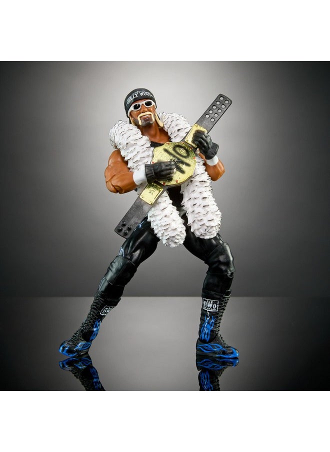 ماتيل جيمز - مجموعة مجسمات وإكسسوارات Mattel WWE Ultimate Edition، مجسم "هوليوود" هالك هوجان مقاس 6 بوصات مع 30 نقطة مفصلية وقطع قابلة للتبديل ومعدات الدخول - Image 1
