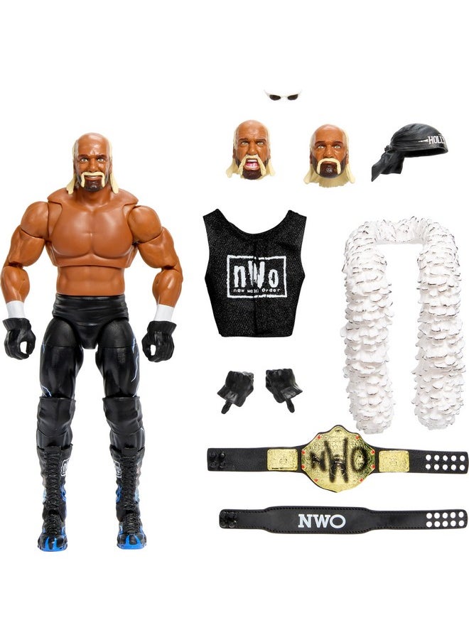 ماتيل جيمز - مجموعة مجسمات وإكسسوارات Mattel WWE Ultimate Edition، مجسم "هوليوود" هالك هوجان مقاس 6 بوصات مع 30 نقطة مفصلية وقطع قابلة للتبديل ومعدات الدخول - Image 1