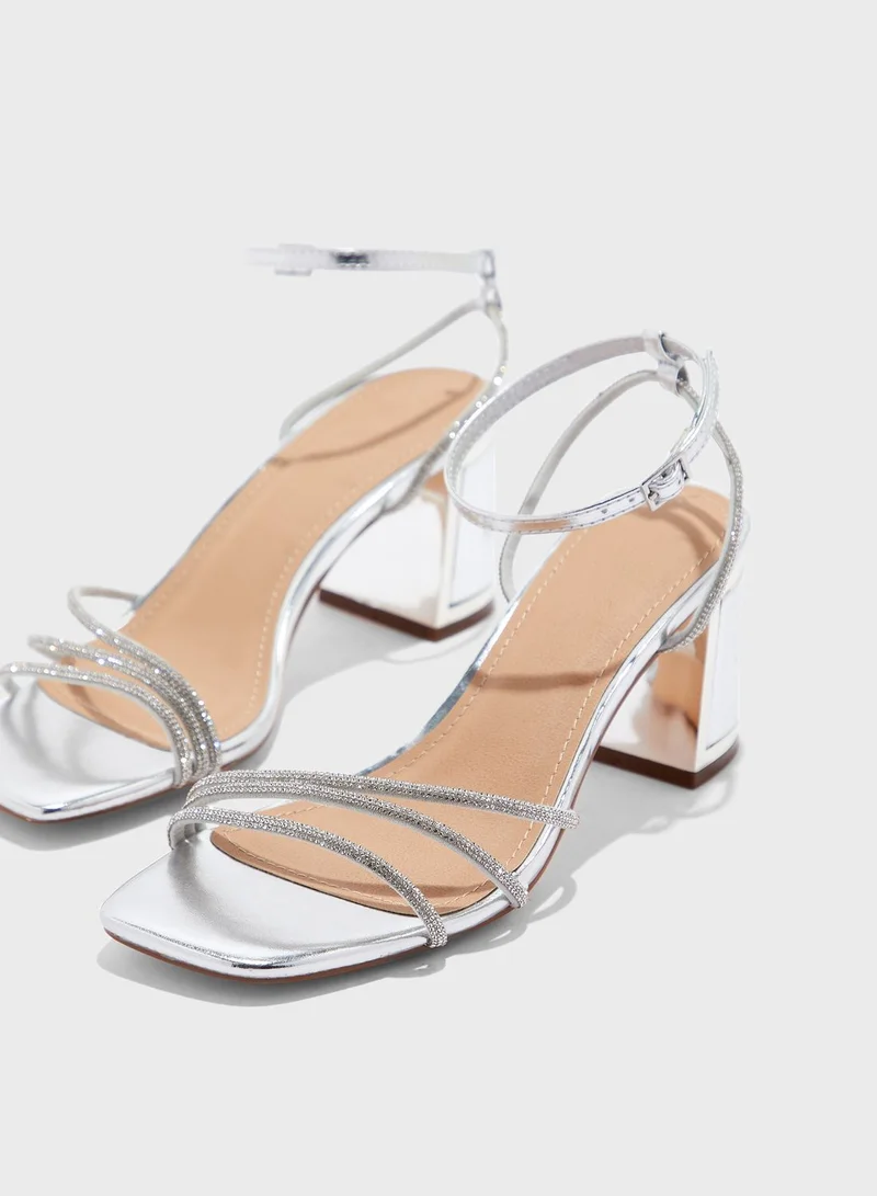 Truffle Embellished  Ankle Strap Sandal