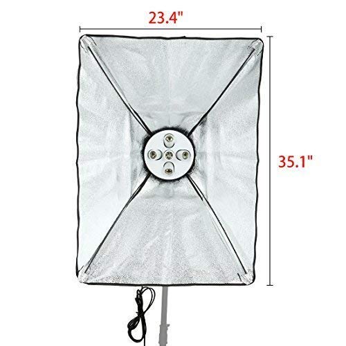 HIFFIN® Set Photography Equipment Kit 50cmx70cm Softbox with 5 in 1 E27 Photo Studio Bulb Holder Base Socket Lamp Bulb Holder Adapter for Photo Video Studio Softbox Video Light - Black - Image 2