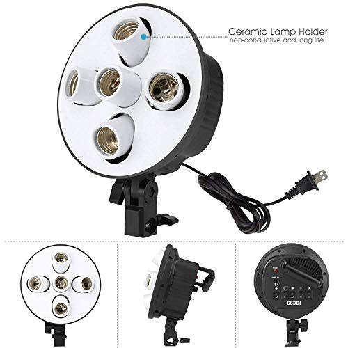 HIFFIN® Set Photography Equipment Kit 50cmx70cm Softbox with 5 in 1 E27 Photo Studio Bulb Holder Base Socket Lamp Bulb Holder Adapter for Photo Video Studio Softbox Video Light - Black - Image 5