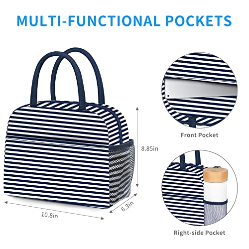 DALINDA Lunch Bag Women, Lunch Box for Women Men Reusable Insulated Lunch Tote Bag, Handbags Case High Capacity for Travel Work Picnic, Navy Blue - Image 4