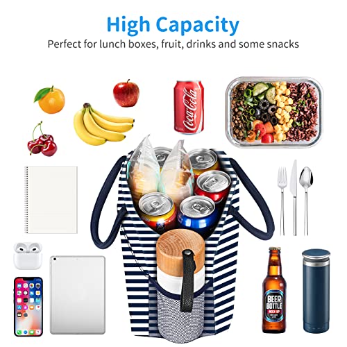DALINDA Lunch Bag Women, Lunch Box for Women Men Reusable Insulated Lunch Tote Bag, Handbags Case High Capacity for Travel Work Picnic, Navy Blue - Image 2