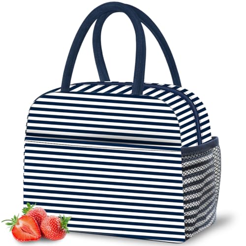 DALINDA Lunch Bag Women, Lunch Box for Women Men Reusable Insulated Lunch Tote Bag, Handbags Case High Capacity for Travel Work Picnic, Navy Blue - Image 1