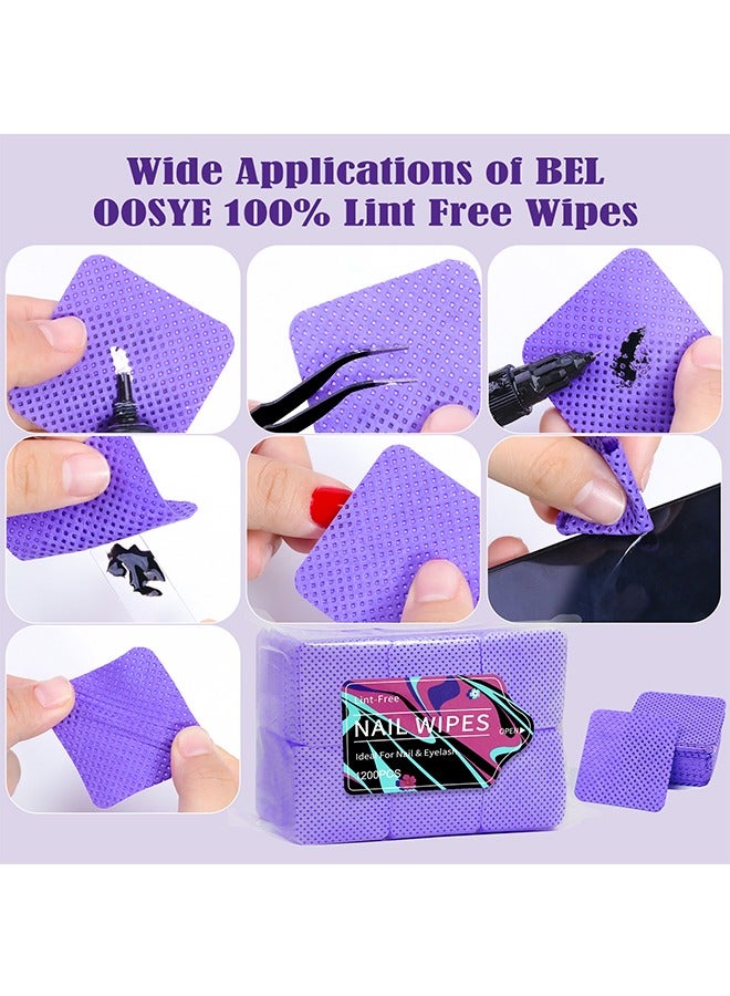 Beyond 1200 Pcs Lint-free Nail Wipes, Three-Layer Super Absorbent Nail remover towel, Eyelash Extension Wipes for Nail Art (Purple) - Image 2
