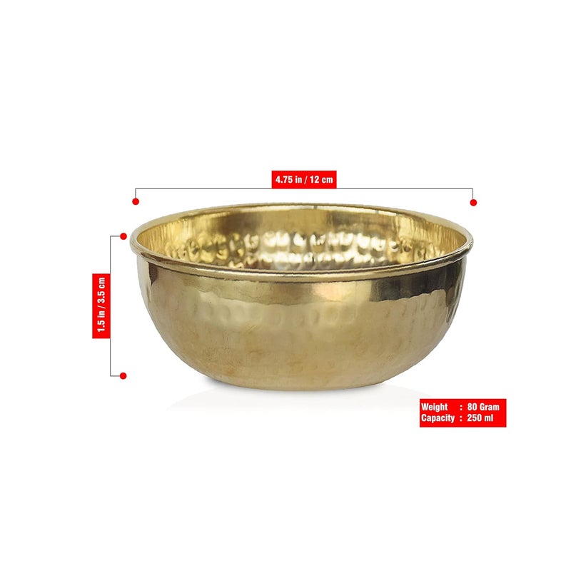 Pure Source India Brass Hammered Serving Bowl – 250 Ml, 1 Piece Gold- Led Free and Food Safe - Image 3