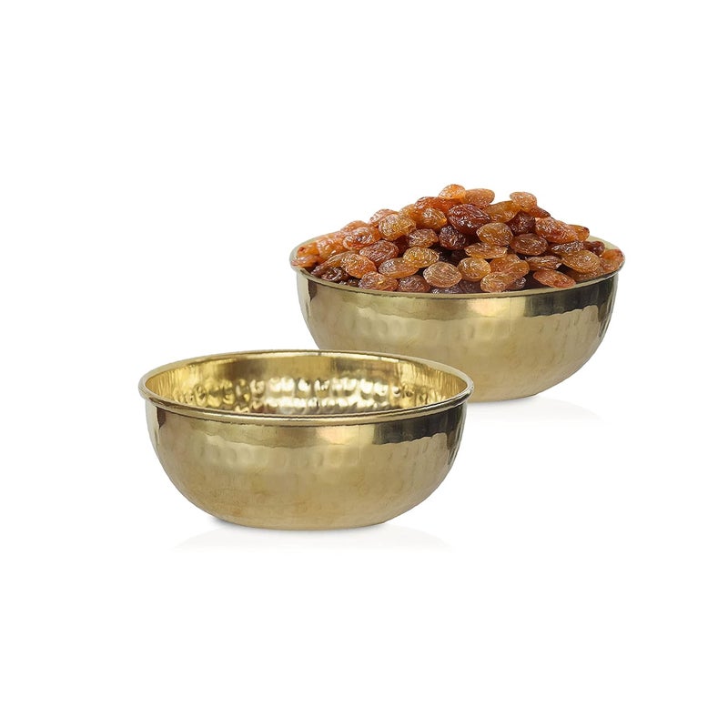 Pure Source India Brass Hammered Serving Bowl – 250 Ml, 1 Piece Gold- Led Free and Food Safe - Image 4