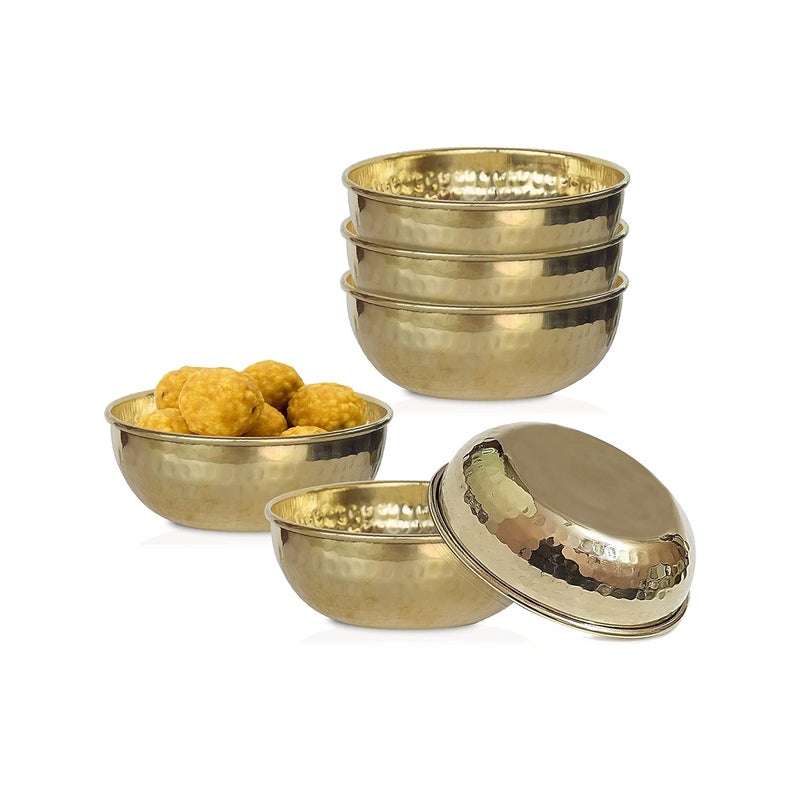 Pure Source India Brass Hammered Serving Bowl – 250 Ml, 1 Piece Gold- Led Free and Food Safe - Image 2