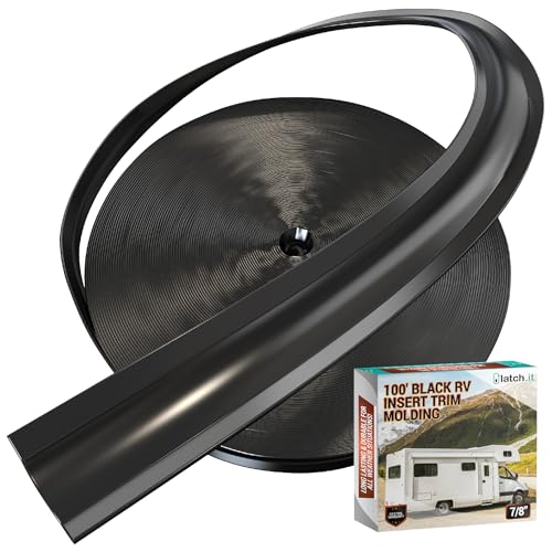 LATCH.IT 7/8" Black RV Trim Molding Insert | 100-Feet RV Molding Exterior | UV-Resistant & Durable Vinyl Trim Insert | Weatherproof & Flexible Rubber Seal Strip for RVs & Campers - Image 1