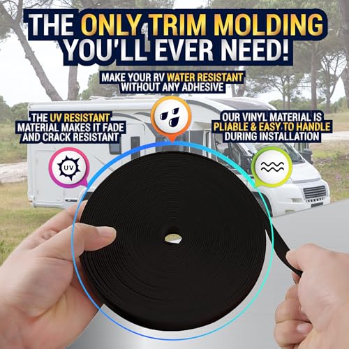 LATCH.IT 7/8" Black RV Trim Molding Insert | 100-Feet RV Molding Exterior | UV-Resistant & Durable Vinyl Trim Insert | Weatherproof & Flexible Rubber Seal Strip for RVs & Campers - Image 4