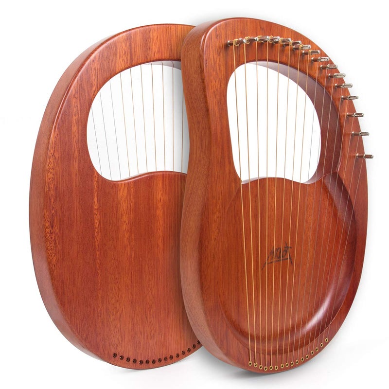 AKLOT Lyre Harp, AKLOT 16 Metal Strings Mahogany Lye Harp with Tuning Wrench,Spare String Set,Pickup,Black Gig Bag - Image 2